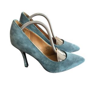 ISAAC Mizhari Women's Teal Suede Leather Stiletto Pump Size 7.5